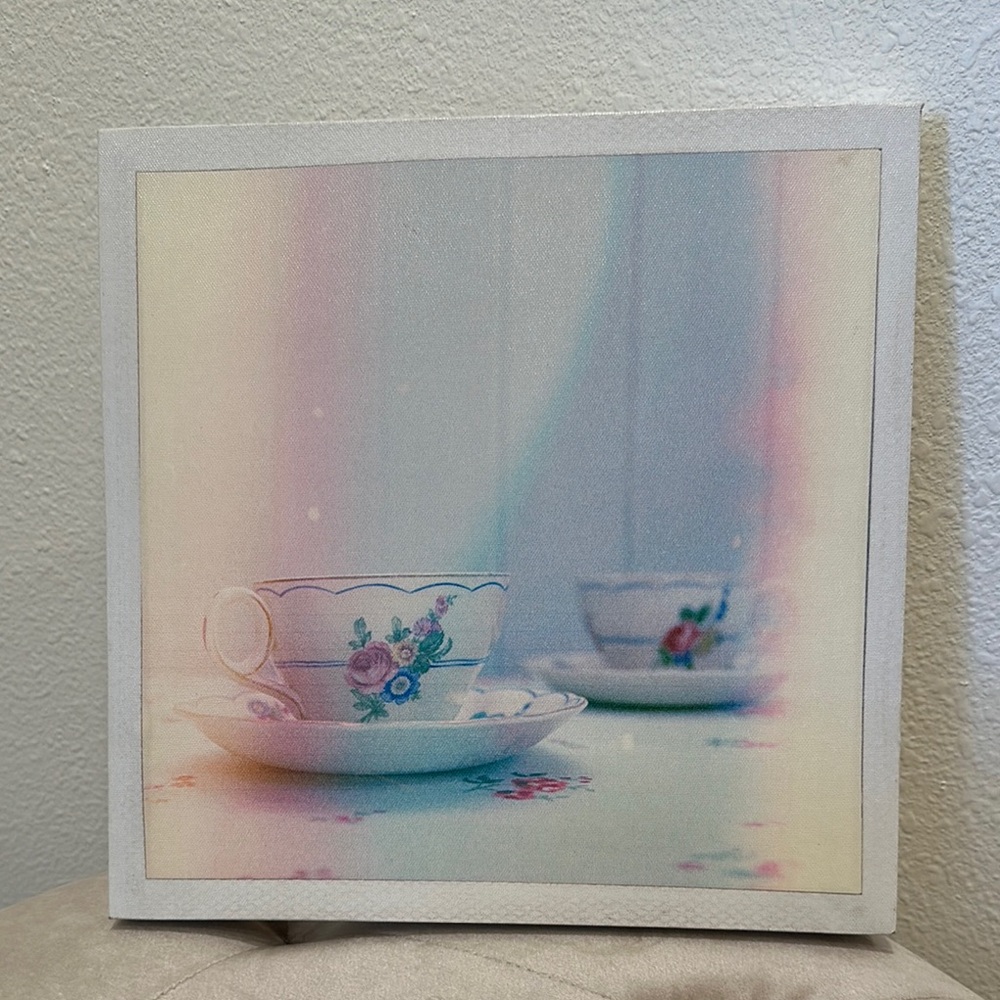 Retro Style Floral Teacup and Saucer Art Print